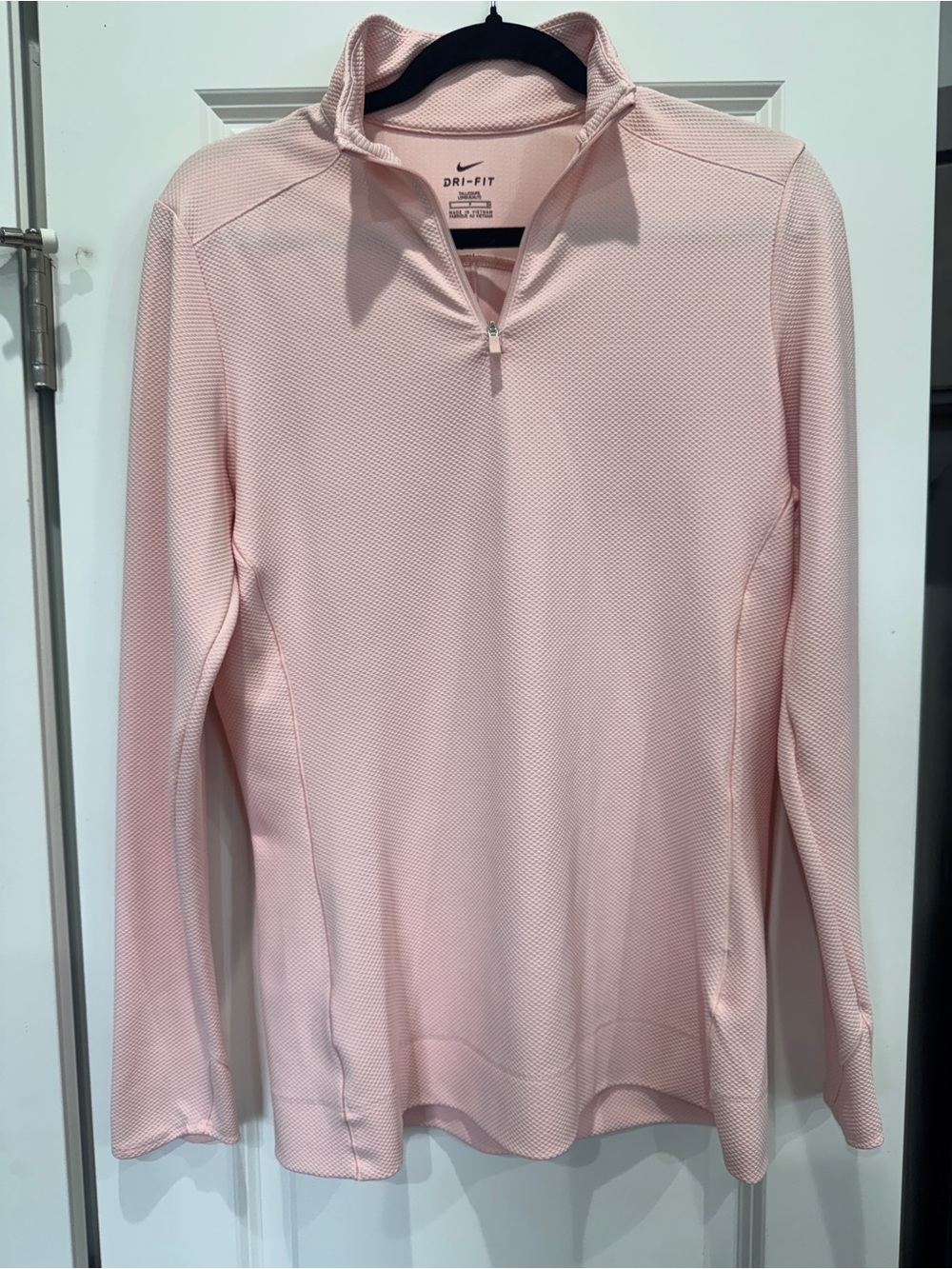 Nike Dri-FIT Quarter-Zip Pullover in Pale Pink